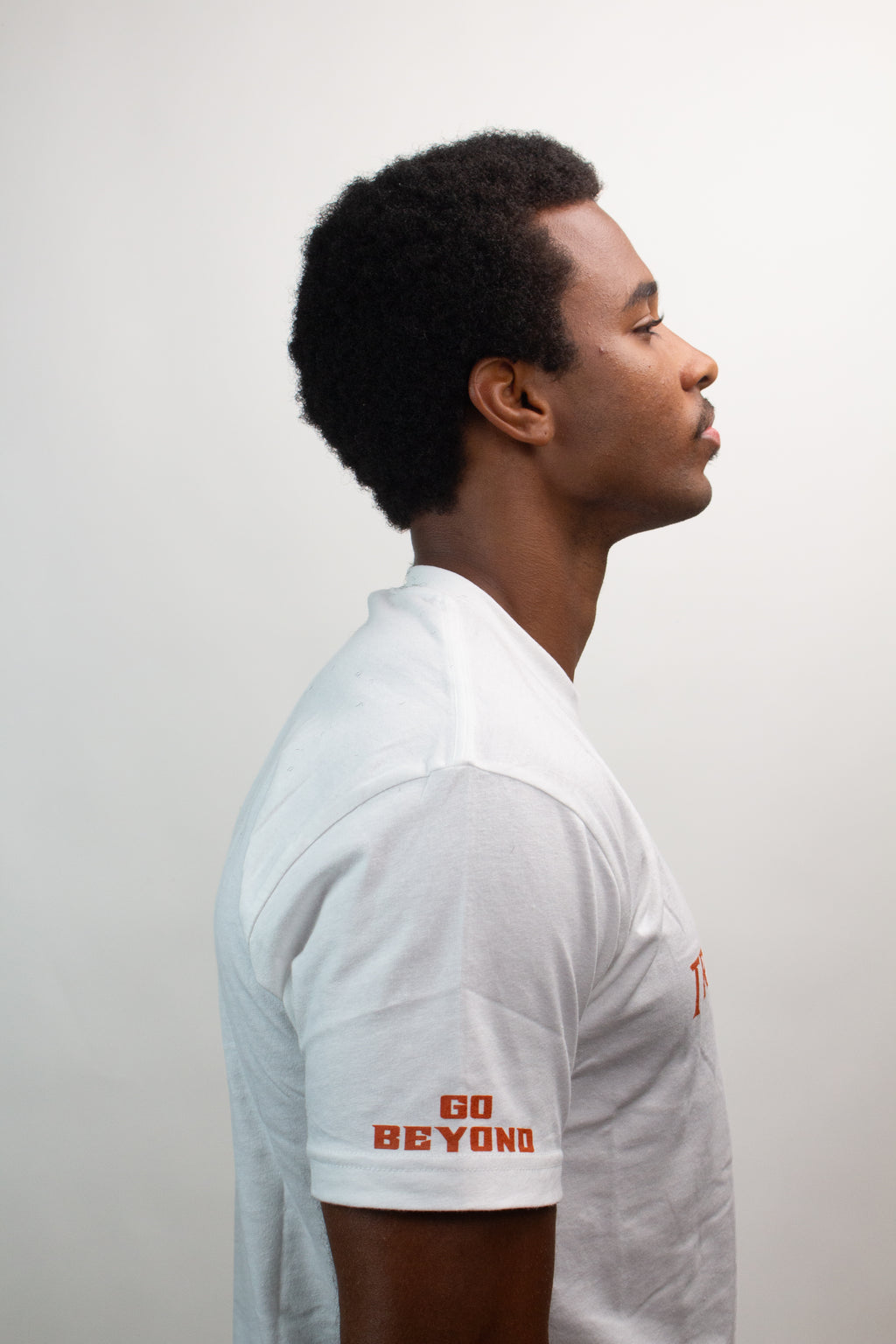 White Transcending Tee - Go Beyond on Sleeve