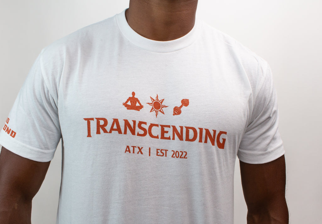 White Transcending Tee - Go Beyond on Sleeve