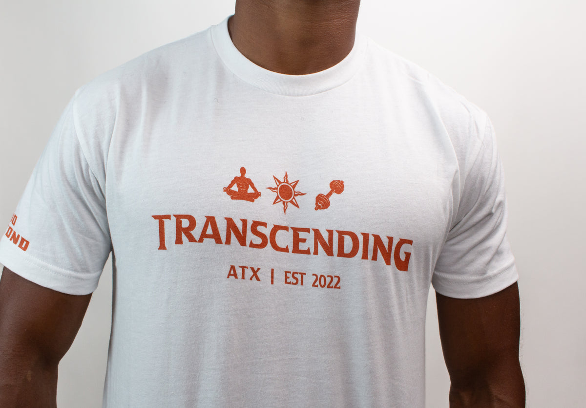 White Transcending Tee - Go Beyond on Sleeve