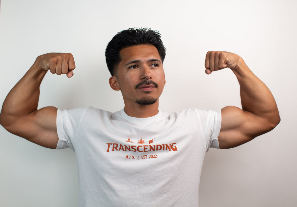 White Transcending Tee - Go Beyond on Sleeve
