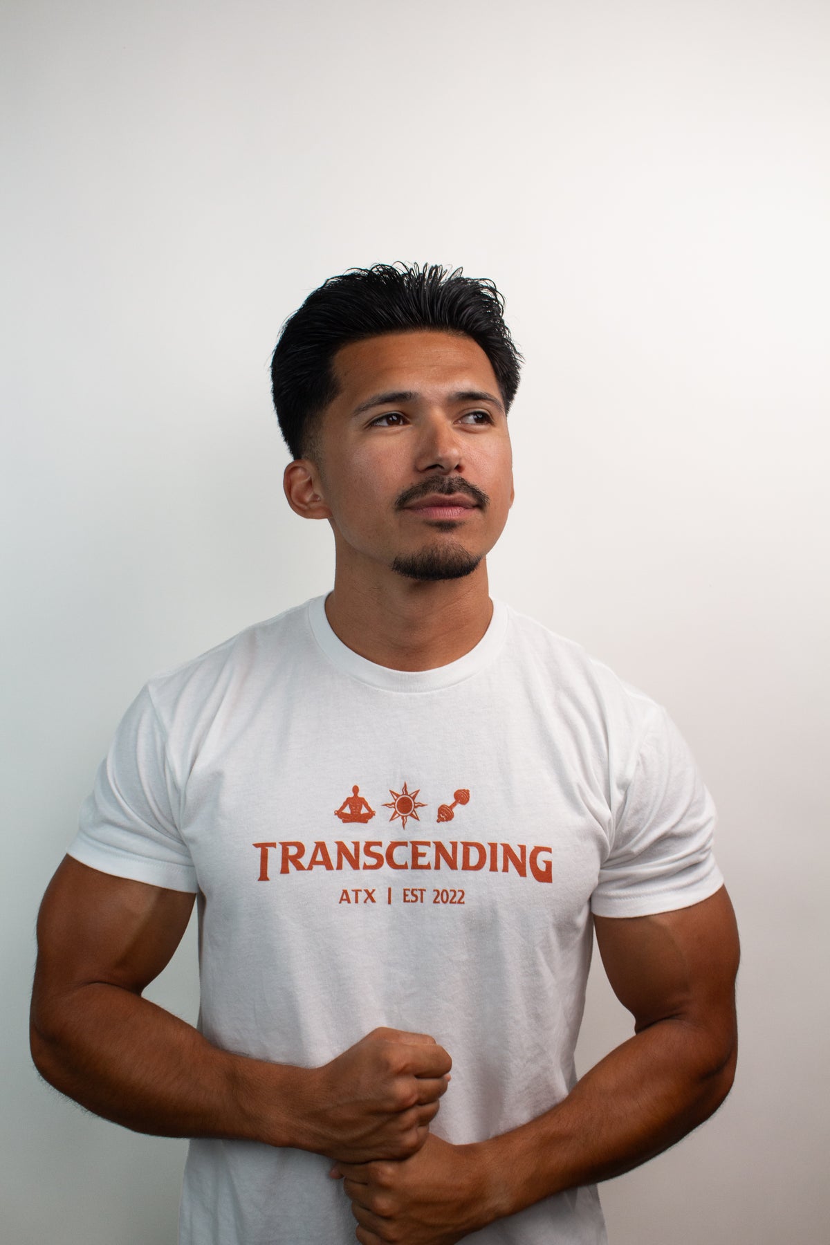 White Transcending Tee - Go Beyond on Sleeve
