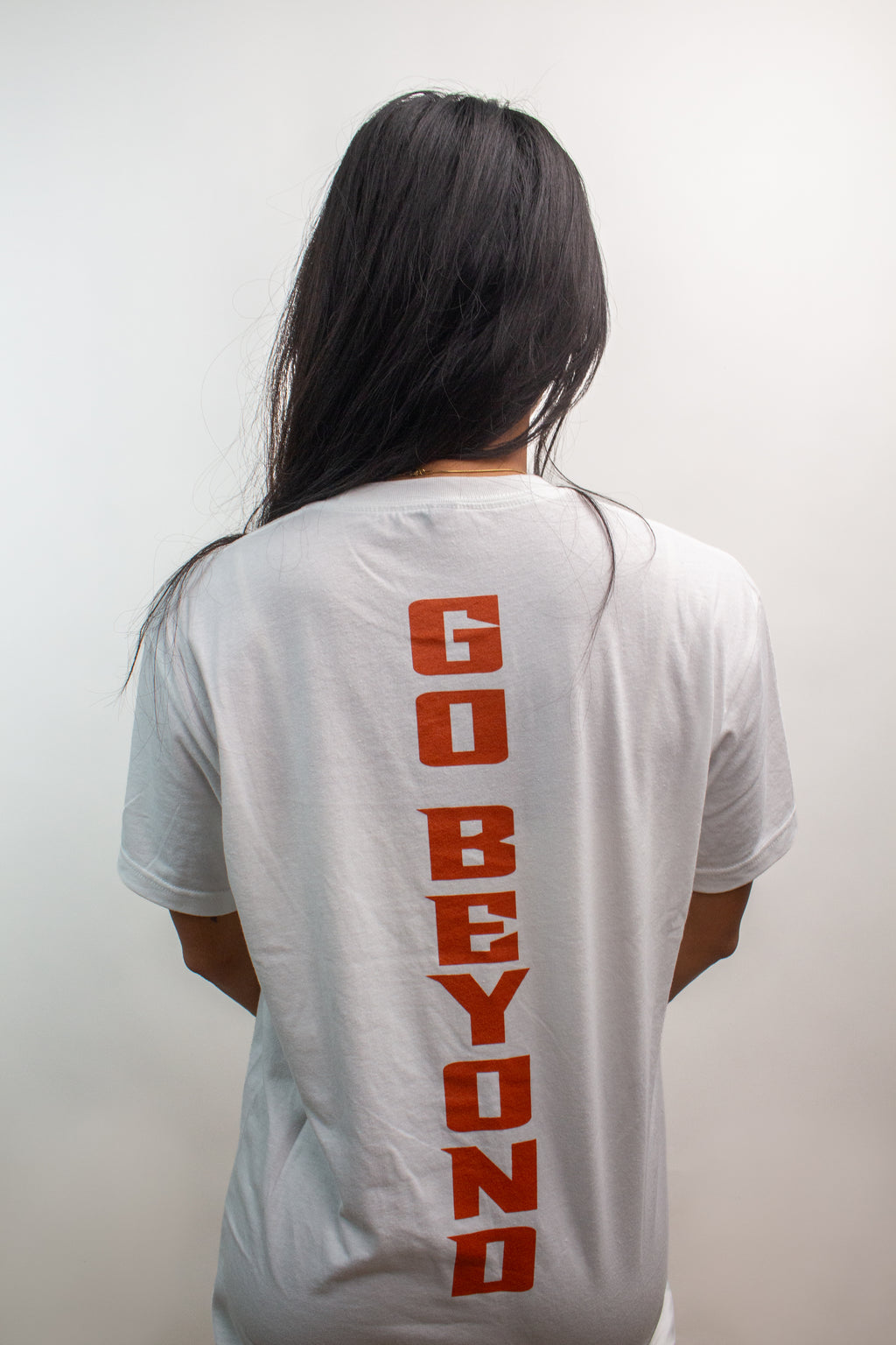 White Transcending Tee - Go Beyond on Back